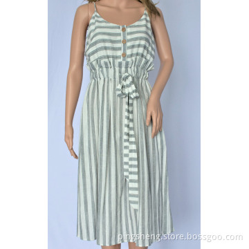 Women Strapless Dress with Button Design